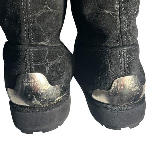 Stuart Weitzman Black Mid Calf Black Suede Pull On Boots Sz 8 - Picture 9 of 13